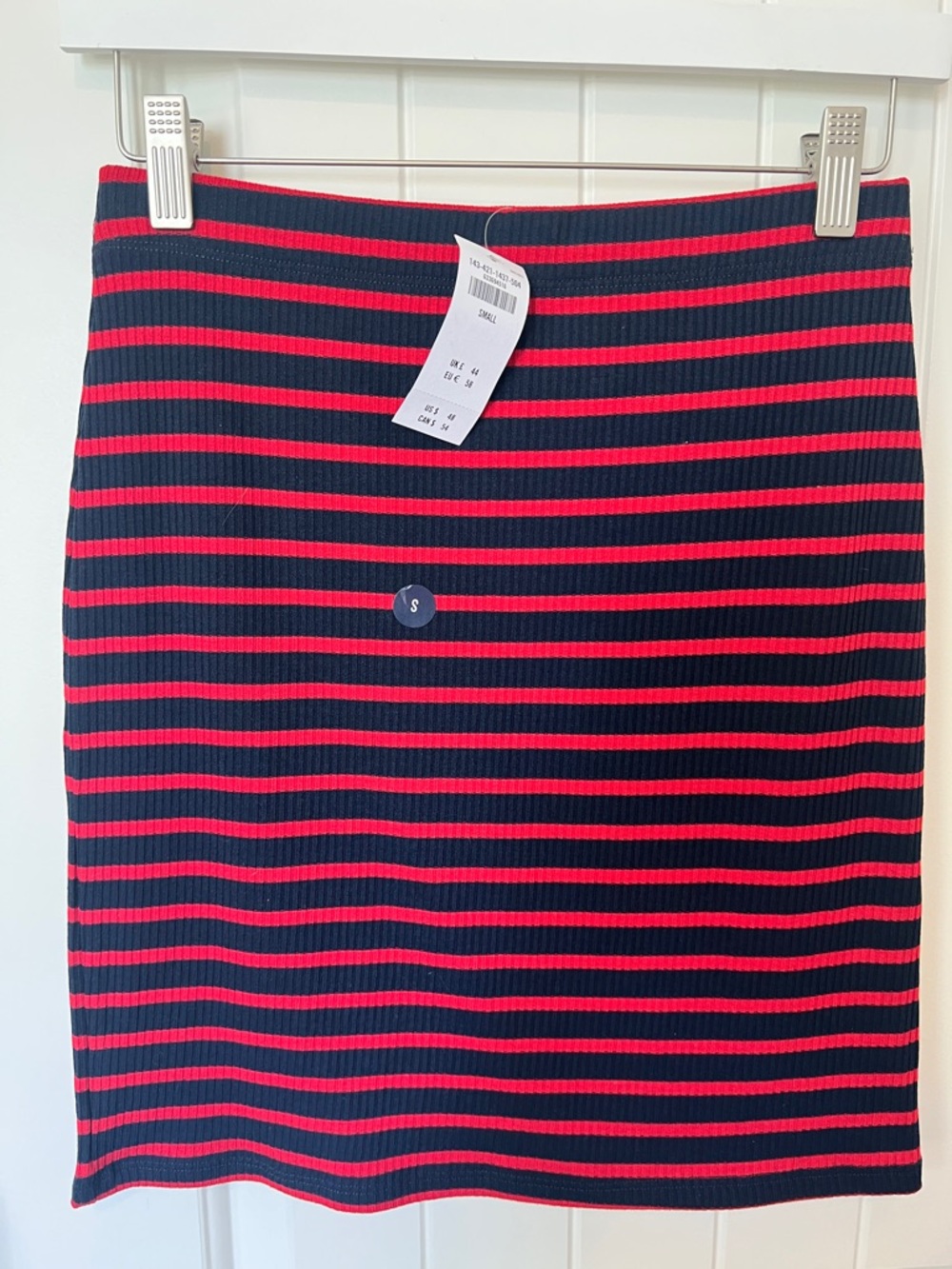 Abercrombie & Fitch Navy and Red Horizontal Stripe Pencil Skirt - Small